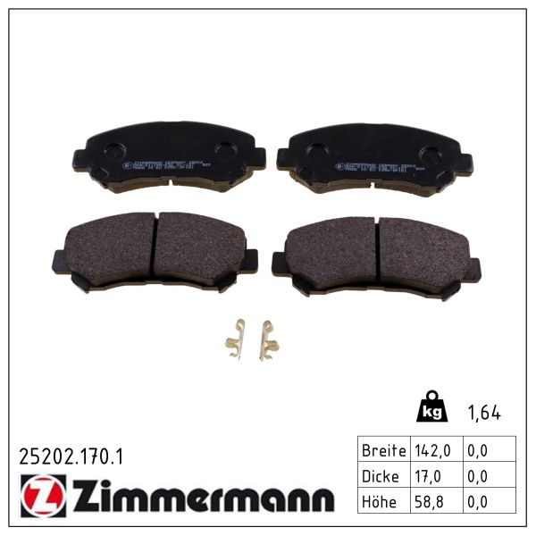 ZIMMERMANN Bremseklodser 252021701 foraksel for NISSAN SUZUKI