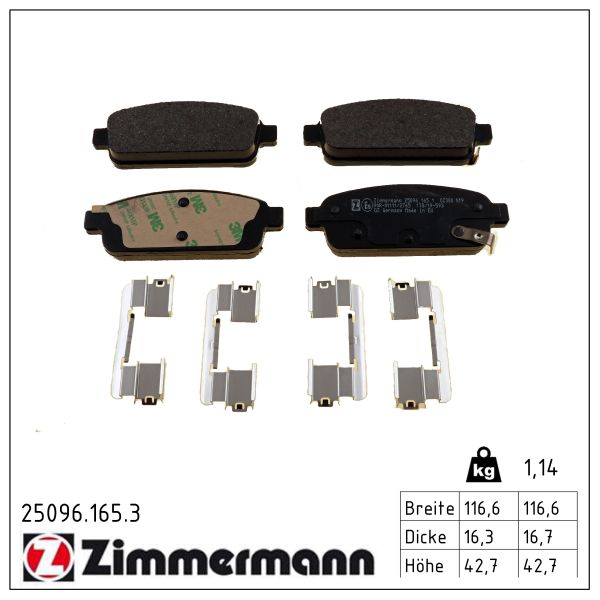 ZIMMERMANN Bremseklodser 250961653 bagaksel for OPEL GENERAL MOTORS BUICK (SGM)