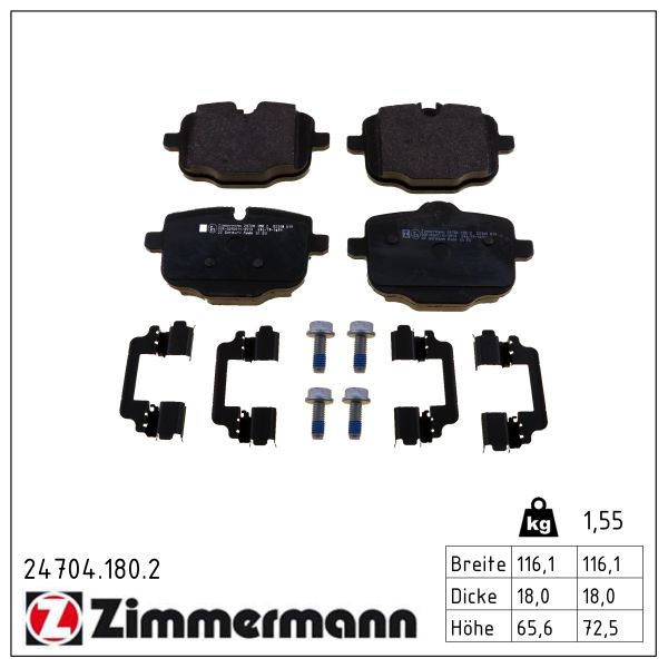 ZIMMERMANN Bremseklodser 247041802 bagaksel for BMW