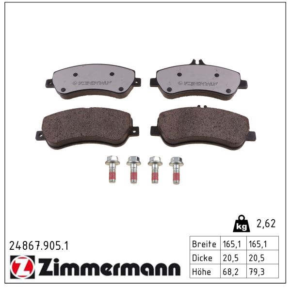 ZIMMERMANN Bremseklodser 248679051 foraksel for MERCEDES-BENZ (BBDC) MERCEDES-BENZ