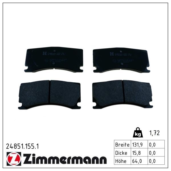 ZIMMERMANN Bremseklodser 248511551 for CITROËN/PEUGEOT JAGUAR