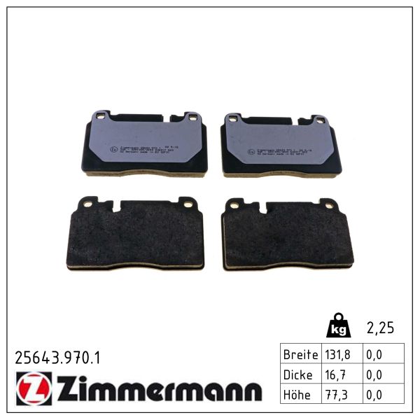 ZIMMERMANN Bremseklodser 25643.970.1 foraksel for PORSCHE VAG