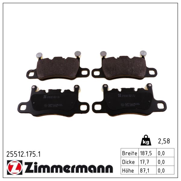 ZIMMERMANN Bremseklodser 255121751 bagaksel for AUDI PORSCHE BENTLEY