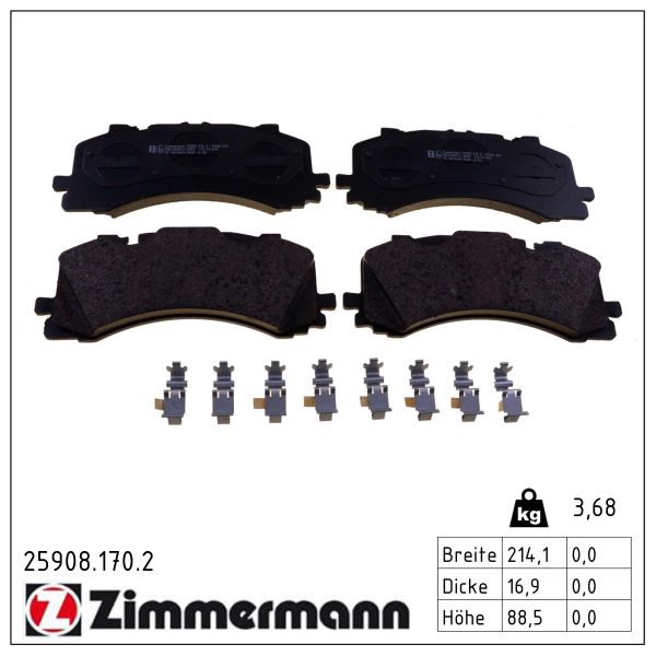 ZIMMERMANN Bremseklodser 259081702 foraksel for VAG