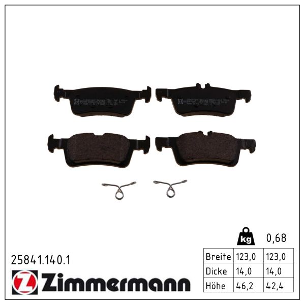 ZIMMERMANN Bremseklodser 258411401 bagaksel for FORD