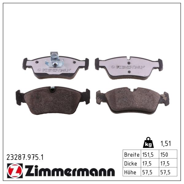 ZIMMERMANN Bremseklodser 232879751 foraksel for BMW (BRILLIANCE) BMW