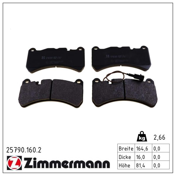 ZIMMERMANN Bremseklodser 257901602 foraksel for MASERATI