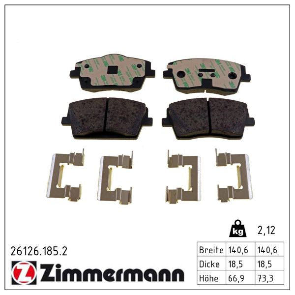 ZIMMERMANN Bremseklodser 261261852 foraksel for VOLVO