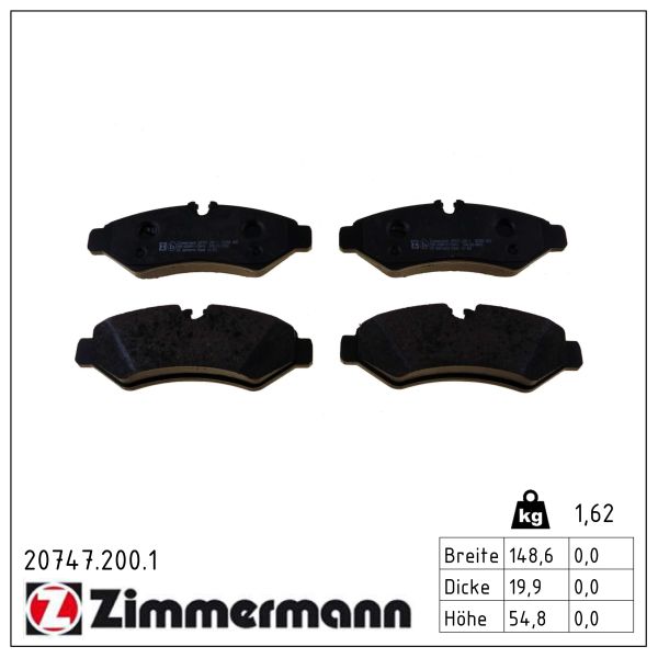 ZIMMERMANN Bremseklodser 207472001 bagaksel for MERCEDES-BENZ