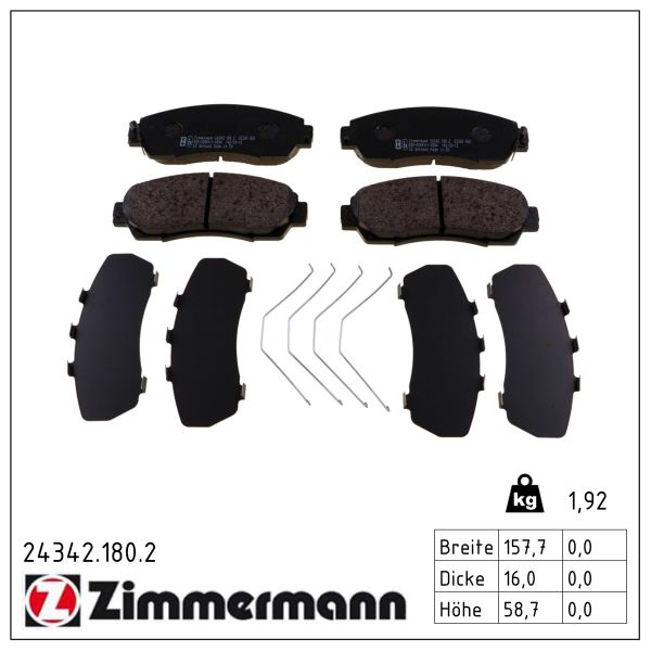 ZIMMERMANN Bremseklodser 243421802 foraksel for HONDA