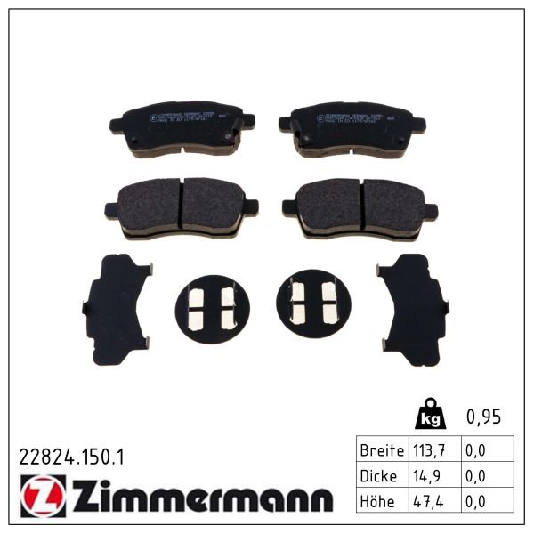 ZIMMERMANN Bremseklodser 228241501 foraksel for SUZUKI