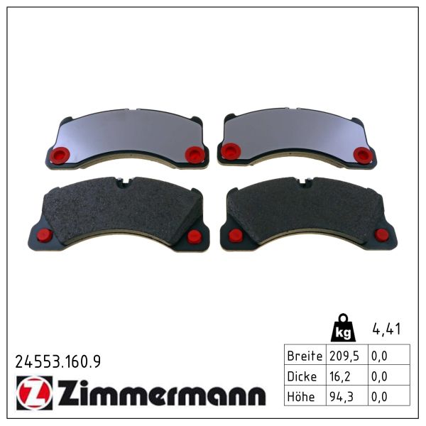 ZIMMERMANN Bremseklodser 245531609 foraksel for PORSCHE VAG