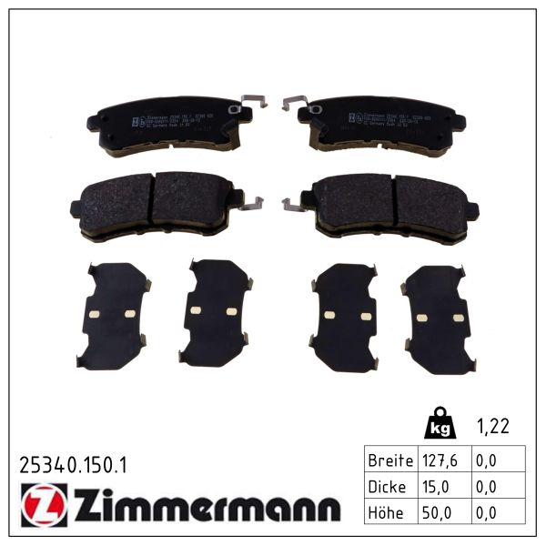 ZIMMERMANN Bremseklodser 253401501 bagaksel for INFINITI