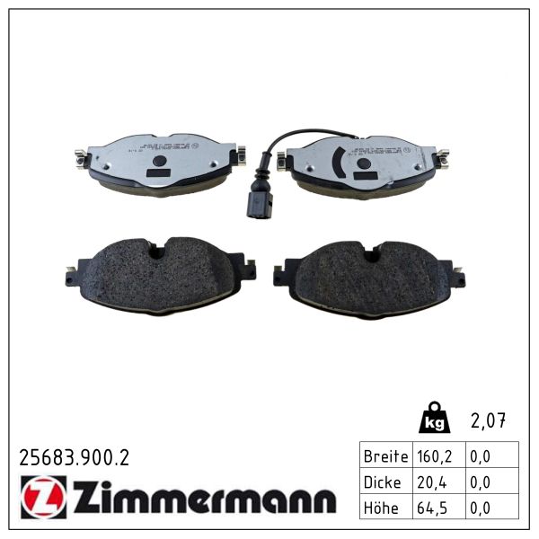 ZIMMERMANN Bremseklodser 256839002 foraksel for VAG