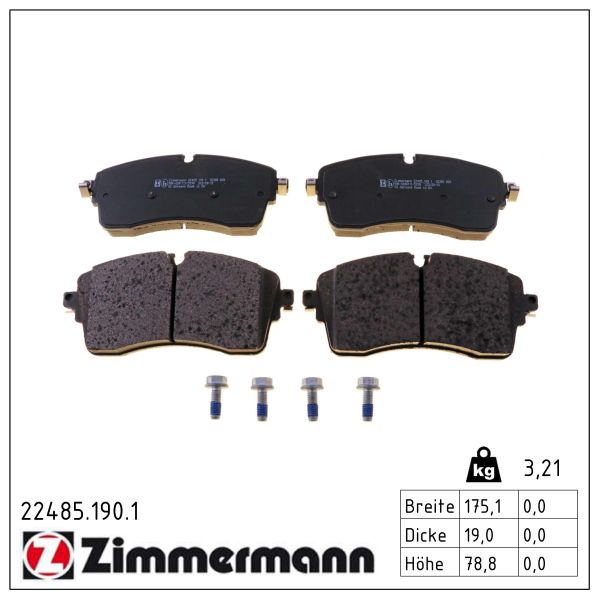ZIMMERMANN Bremseklodser 224851901 foraksel for JAGUAR