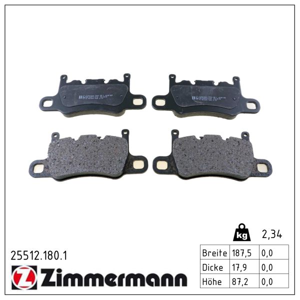 ZIMMERMANN Bremseklodser 255121801 bagaksel for PORSCHE