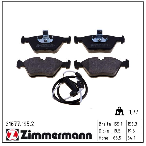 ZIMMERMANN Bremseklodser 216771952 foraksel for BMW