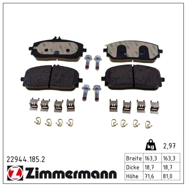 ZIMMERMANN Bremseklodser 229441852 foraksel for MERCEDES-BENZ