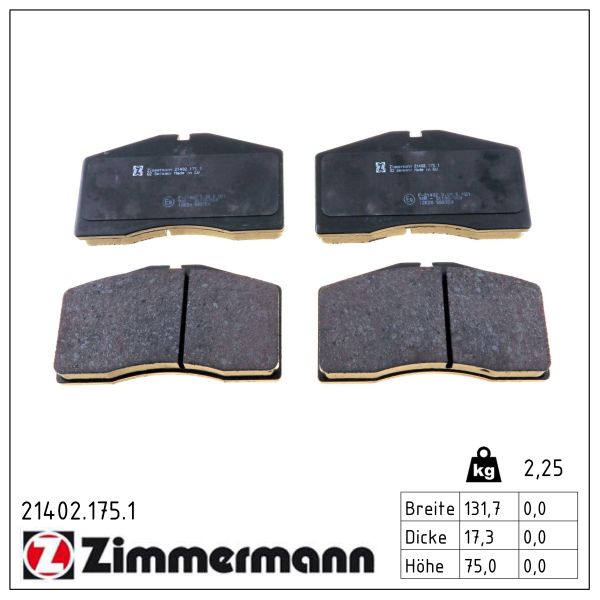ZIMMERMANN Bremseklodser 214021751 foraksel for AUDI PORSCHE