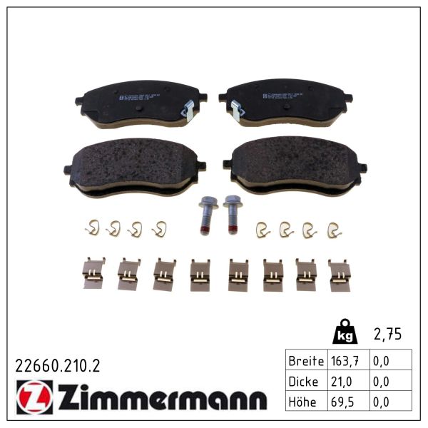 ZIMMERMANN Bremseklodser 226602102 foraksel for MERCEDES-BENZ