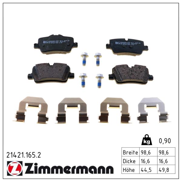 ZIMMERMANN Bremseklodser 214211652 bagaksel for BMW