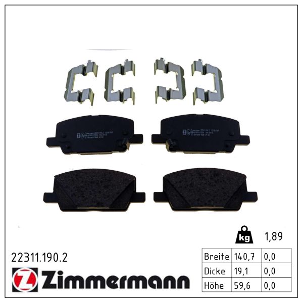 ZIMMERMANN Bremseklodser 223111902 foraksel for BUICK (SGM) CHEVROLET