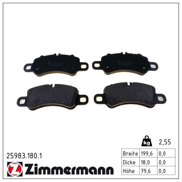 ZIMMERMANN Bremseklodser 259831801 foraksel for PORSCHE