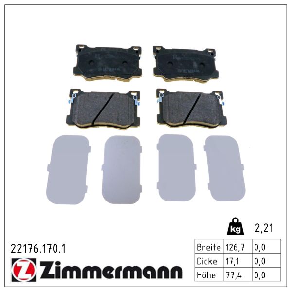 ZIMMERMANN Bremseklodser 221761701 foraksel for HYUNDAI