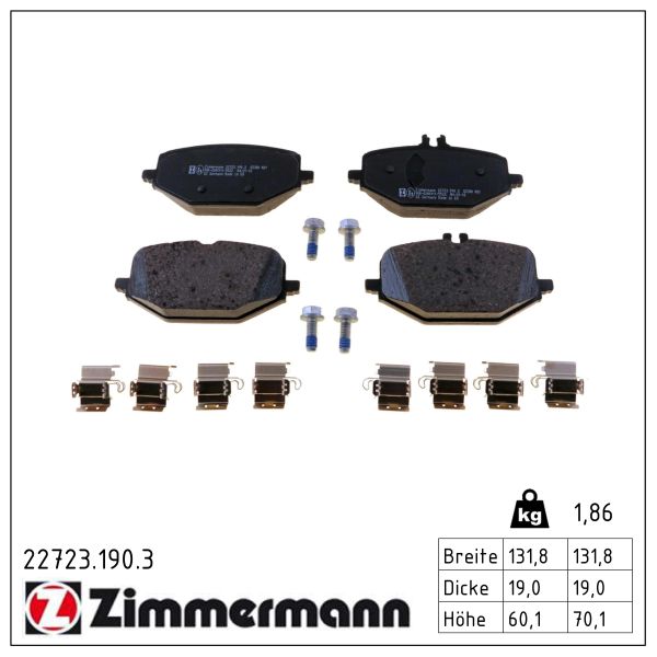 ZIMMERMANN Bremseklodser 227231903 bagaksel for MERCEDES-BENZ