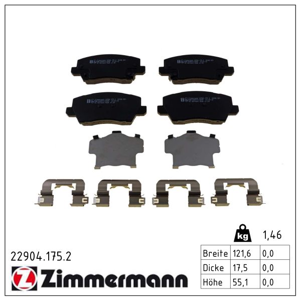 ZIMMERMANN Bremseklodser 229041752 foraksel for KIA