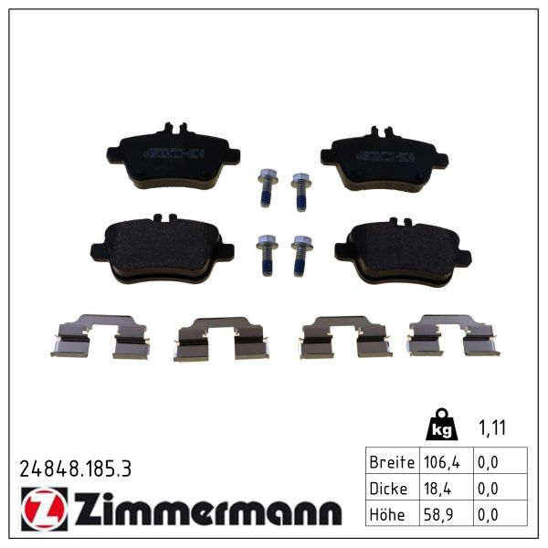 ZIMMERMANN Bremseklodser 248481853 bagaksel for MERCEDES-BENZ MERCEDES-BENZ (BBDC) INFINITI