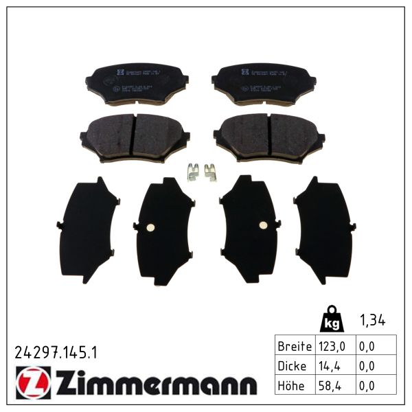ZIMMERMANN Bremseklodser 242971451 foraksel for MAZDA