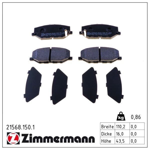 ZIMMERMANN Bremseklodser 215681501 foraksel for SUZUKI