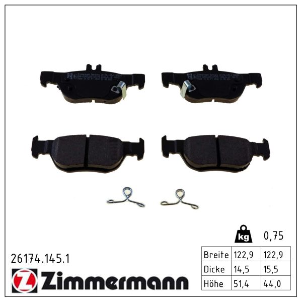 ZIMMERMANN Bremseklodser 261741451 bagaksel for MAZDA