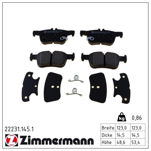 ZIMMERMANN Bremseklodser 222311451 bagaksel for FORD