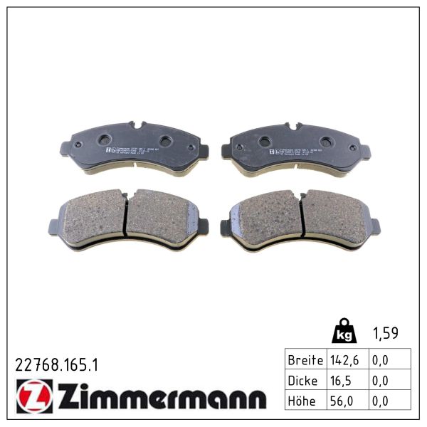 ZIMMERMANN Bremseklodser 227681651 foraksel for TOYOTA TOYOTA (GAC) LEXUS