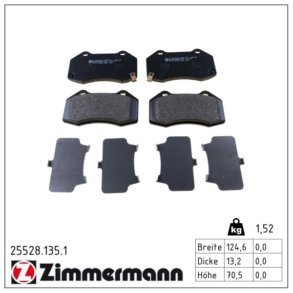 ZIMMERMANN Bremseklodser 255281351 foraksel for FIAT MAZDA