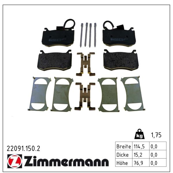 ZIMMERMANN Bremseklodser 220911502 foraksel for ALFA ROMEO