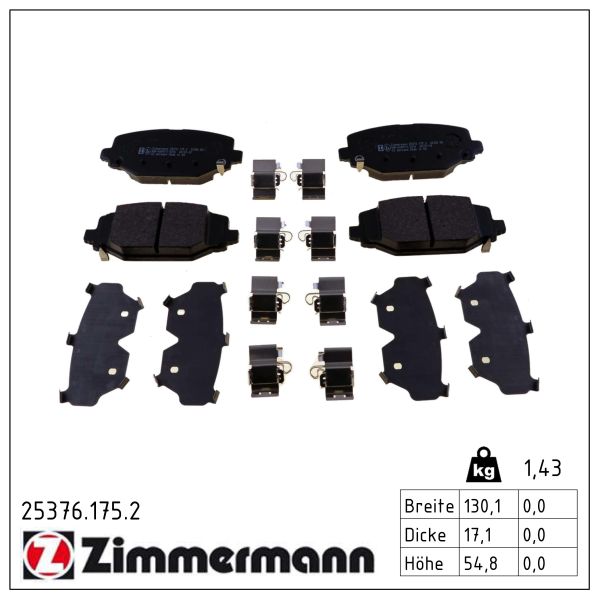 ZIMMERMANN Bremseklodser 253761752 bagaksel for CHRYSLER DODGE FIAT LANCIA VW