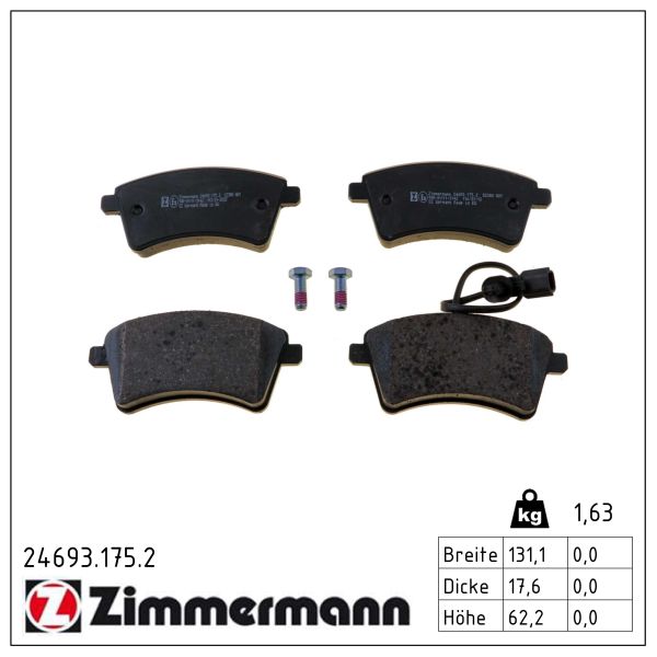 ZIMMERMANN Bremseklodser 246931752 foraksel for NISSAN RENAULT