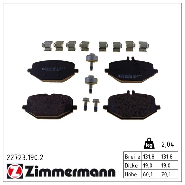 ZIMMERMANN Bremseklodser 227231902 bagaksel for MERCEDES-BENZ