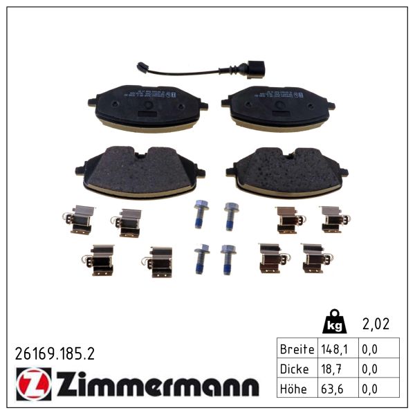 ZIMMERMANN Bremseklodser 261691852 foraksel for FORD AUDI CUPRA VAG