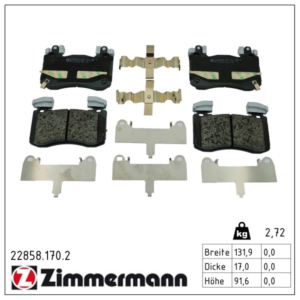 ZIMMERMANN Bremseklodser 228581702 foraksel for GENESIS KIA