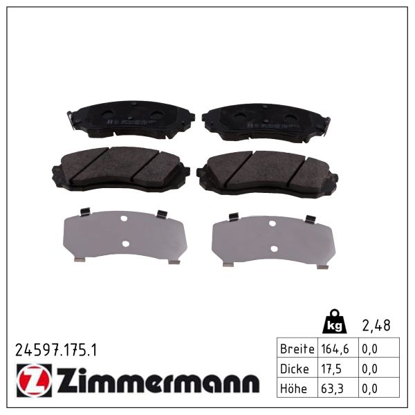 ZIMMERMANN Bremseklodser 245971751 foraksel for HYUNDAI KIA