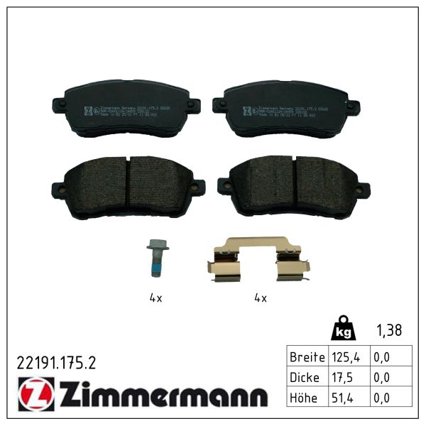 ZIMMERMANN Bremseklodser 221911752 foraksel for FORD