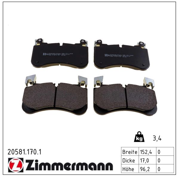 ZIMMERMANN Bremseklodser 205811701 foraksel for LAND ROVER