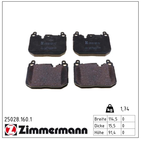 ZIMMERMANN Bremseklodser 250281601 foraksel for BMW