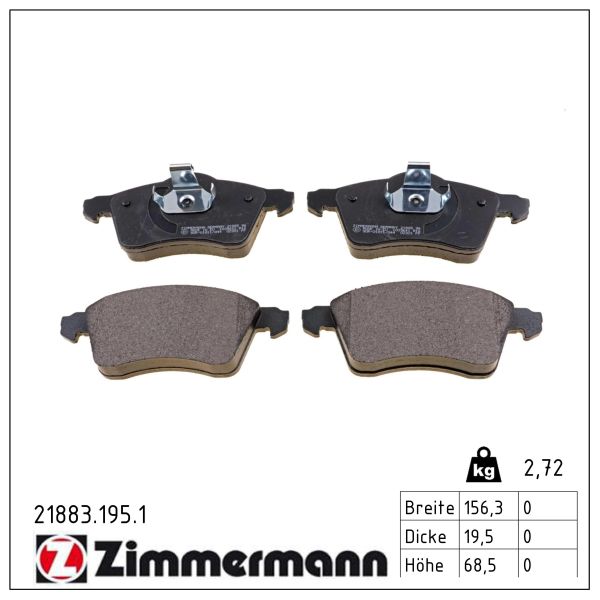 ZIMMERMANN Bremseklodser 218831951 foraksel for VAG