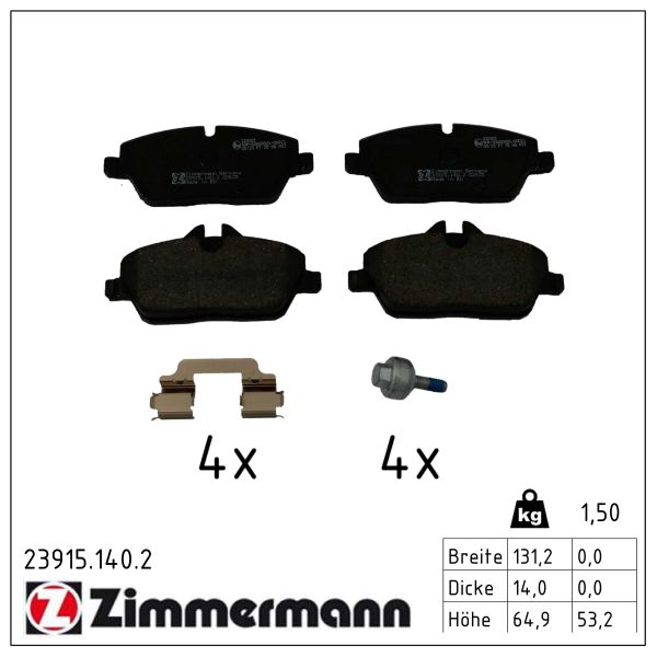ZIMMERMANN Bremseklodser 239151402 foraksel for BMW
