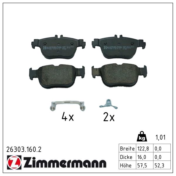 ZIMMERMANN Bremseklodser 263031602 bagaksel for VAG